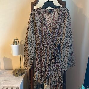 Express Leopard Wrap Dress M/L